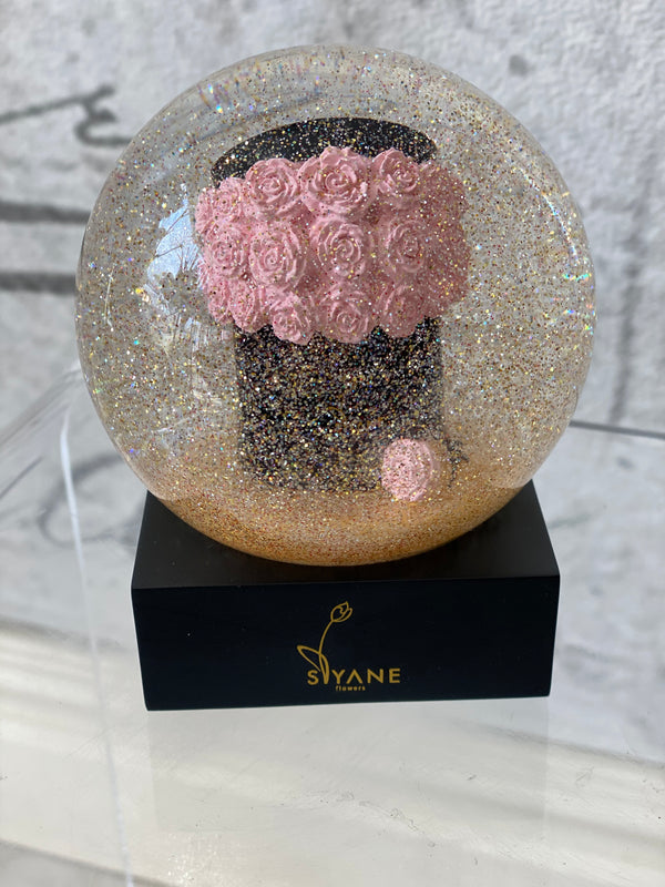 Siyane Flowers Özel Üretim Pembe Kar Küresi